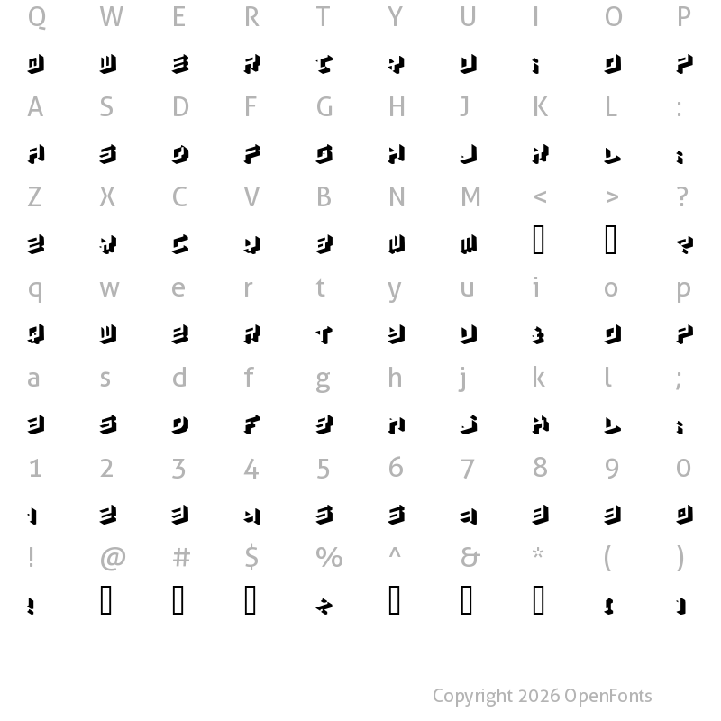 Character Map of simpletype Regular