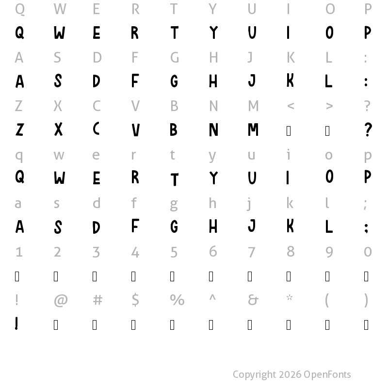 Character Map of Simpliugli Regular