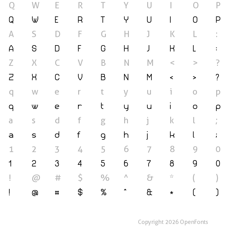 Character Map of Simply City Medium