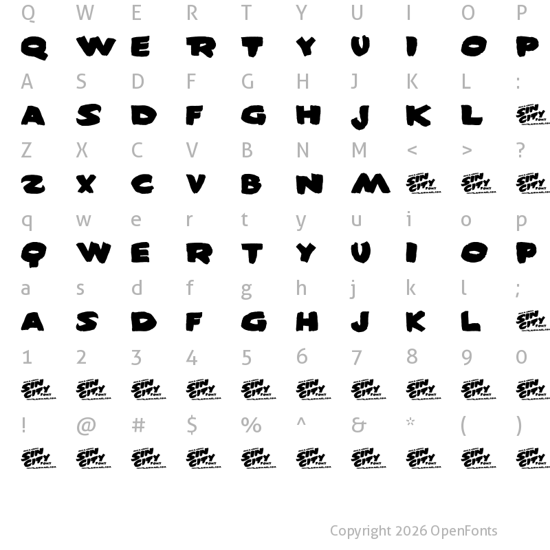 Character Map of Sin City Regular