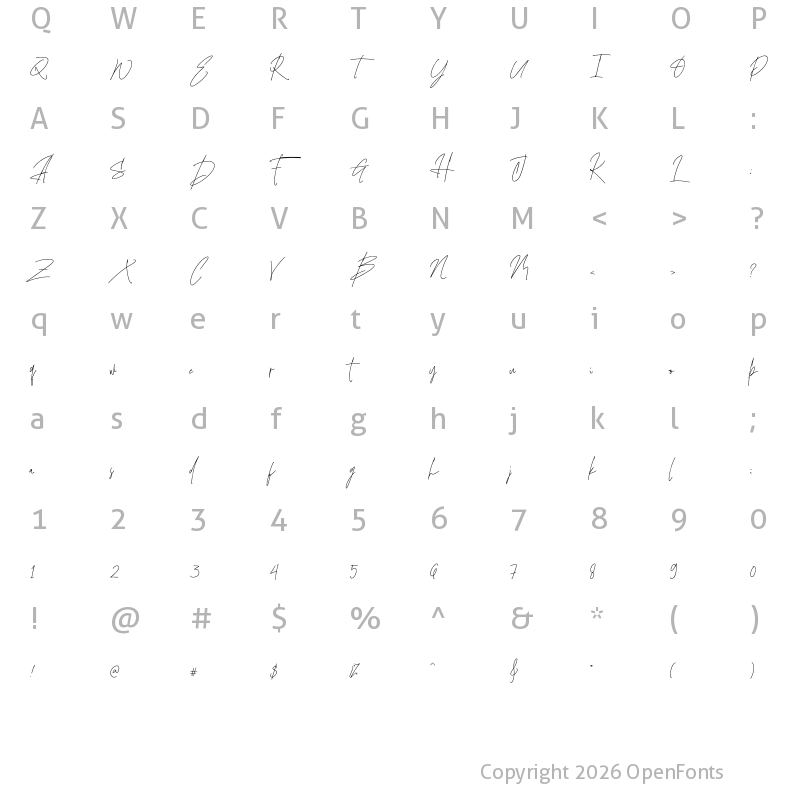 Character Map of Sindupen Signature Regular