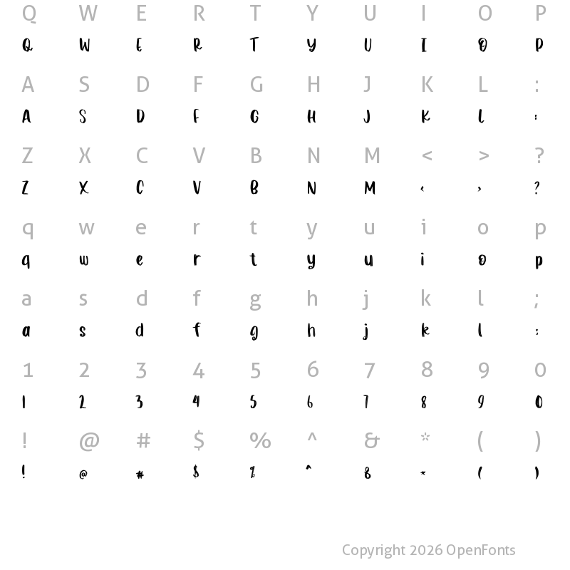 Character Map of singway Regular