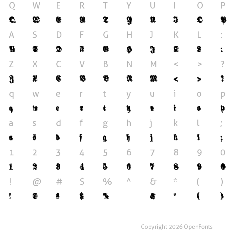 Character Map of Sinisenharmaa Perkele Regular