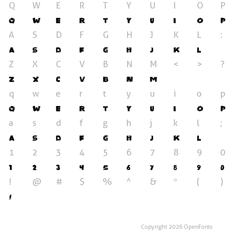 Character Map of Sinister Black Regular