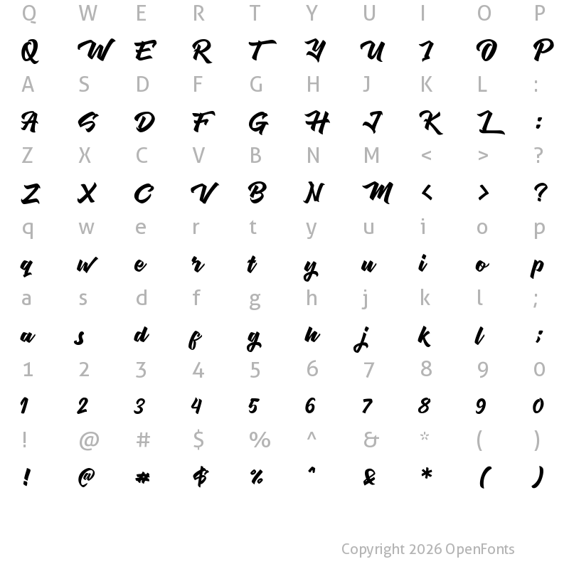 Character Map of Sinisuka Regular