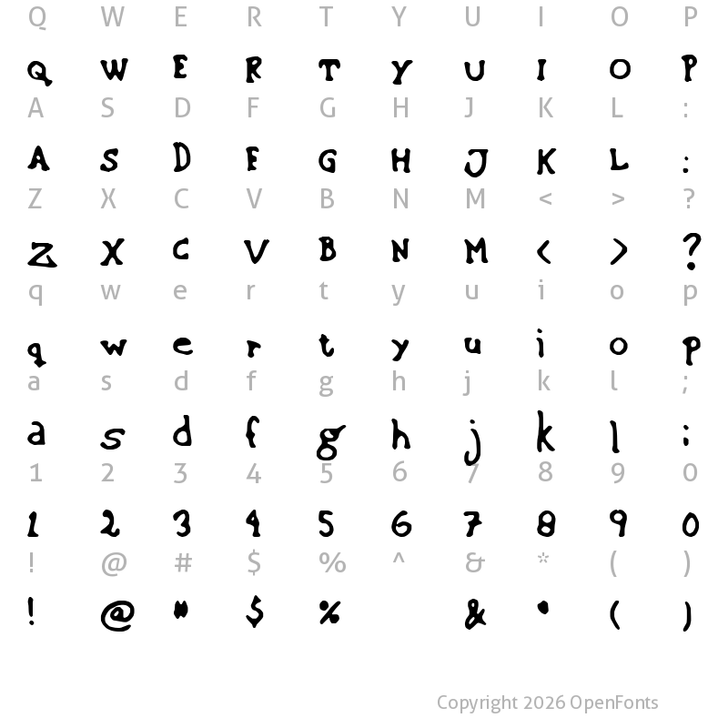 Character Map of Sinking Ship Regular
