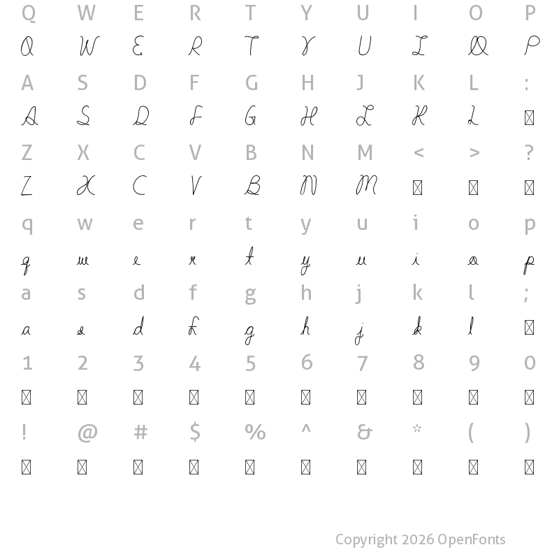 Character Map of SippingOnWine Regular