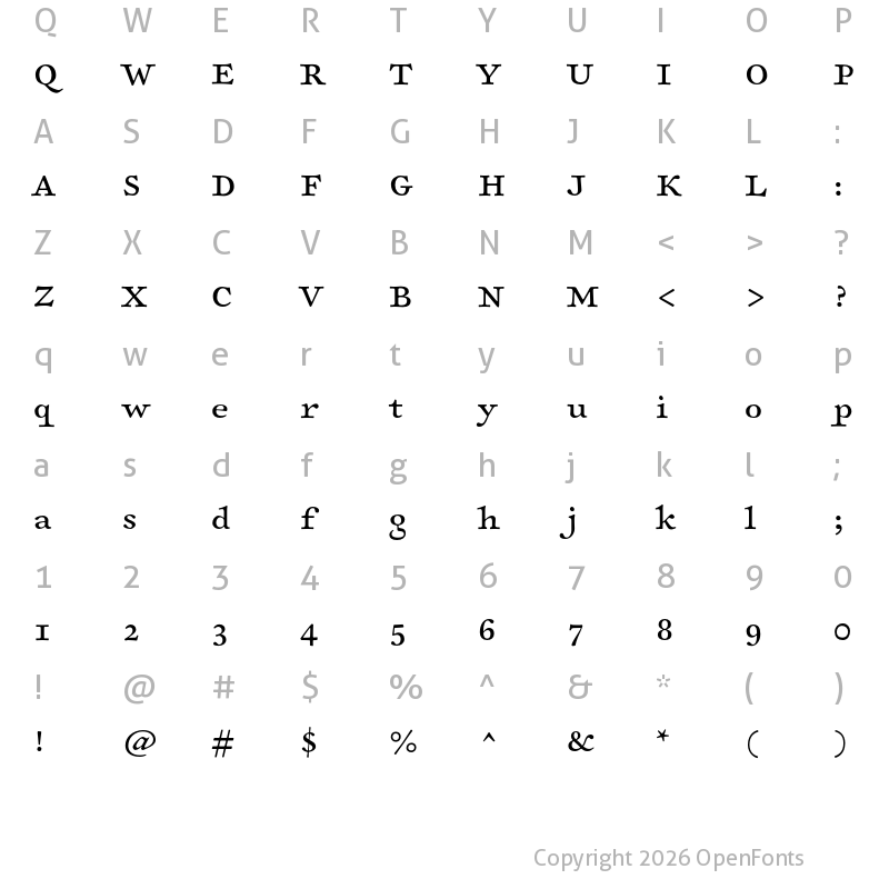 Character Map of Sirenne Six MVB Roman Old Style Figures
