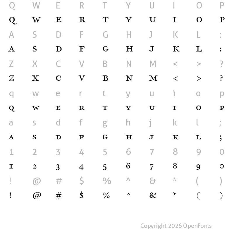 Character Map of Sirenne Six MVB Roman Small Caps