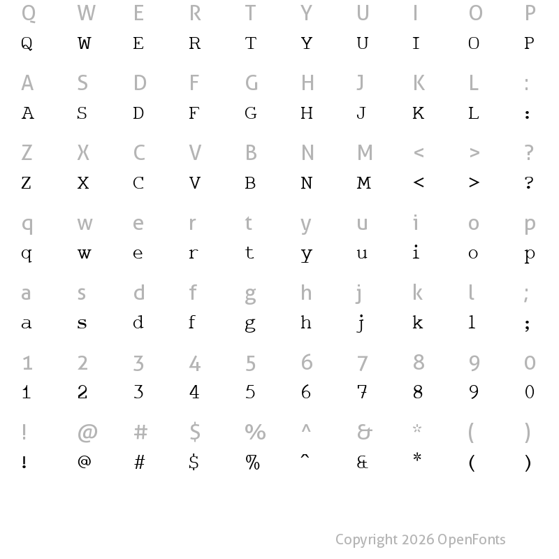 Character Map of sixpack medium