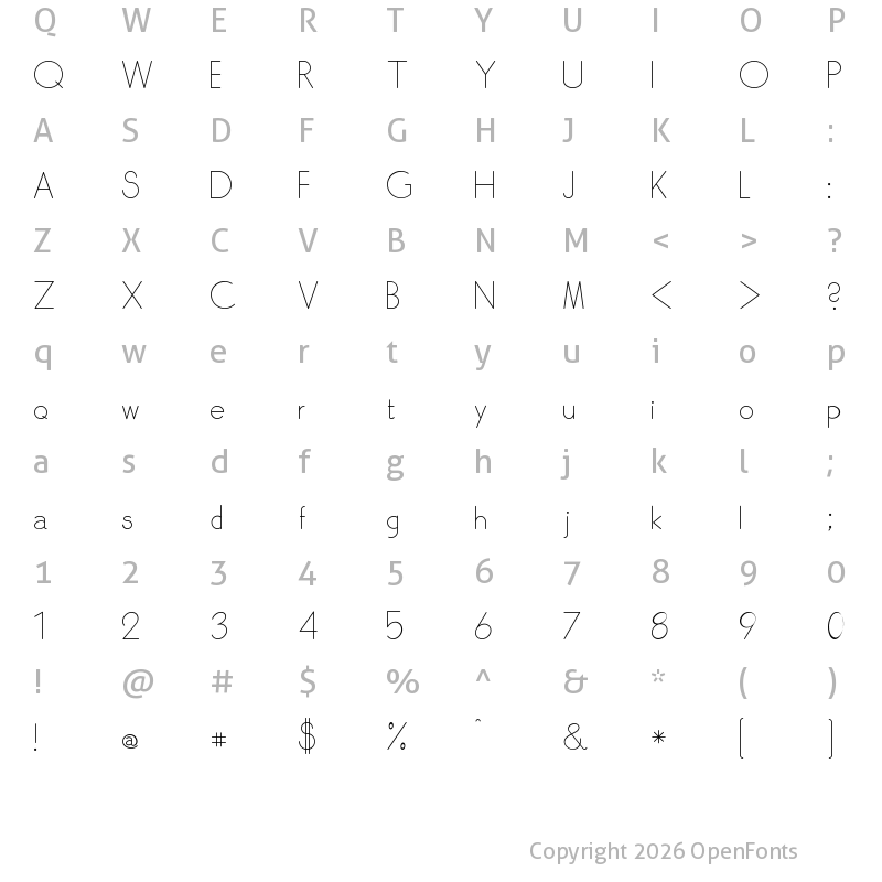 Character Map of SkarpaLT Ultra Light
