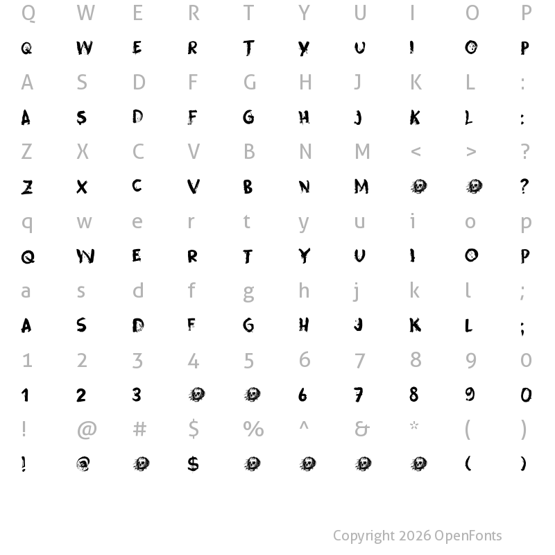Character Map of Skeletal Wish DEMO Regular