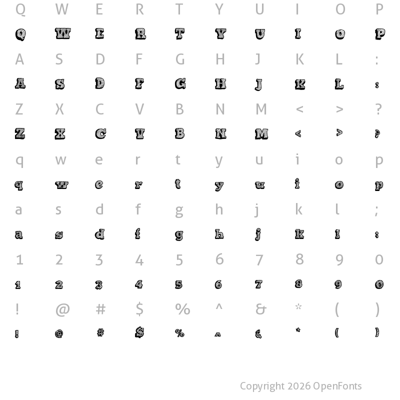 Character Map of Sketch Nothing Regular