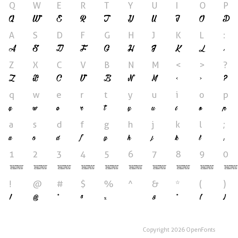 Character Map of Sketch Regular