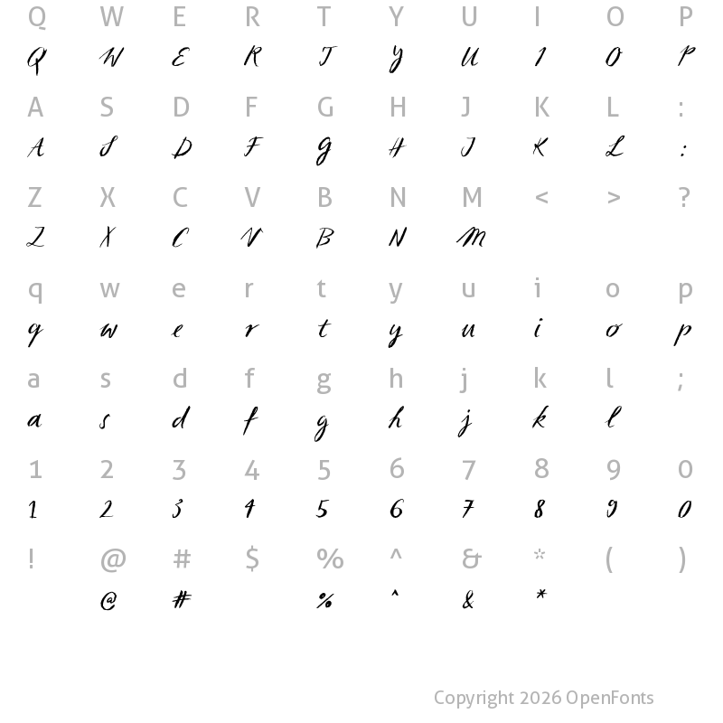 Character Map of Sketch Script (Limited Set) Regular