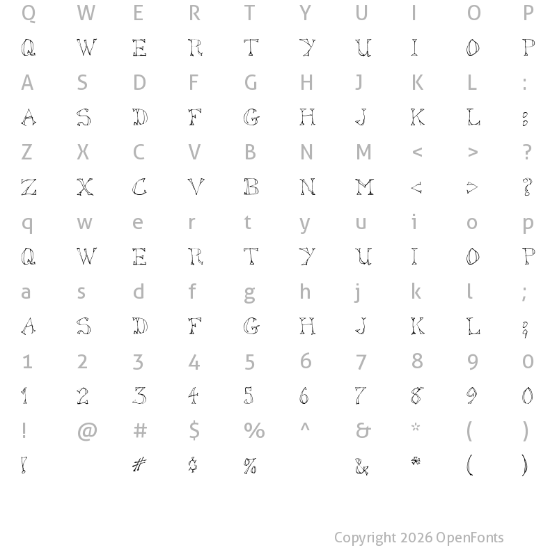 Character Map of Sketched Out Regular