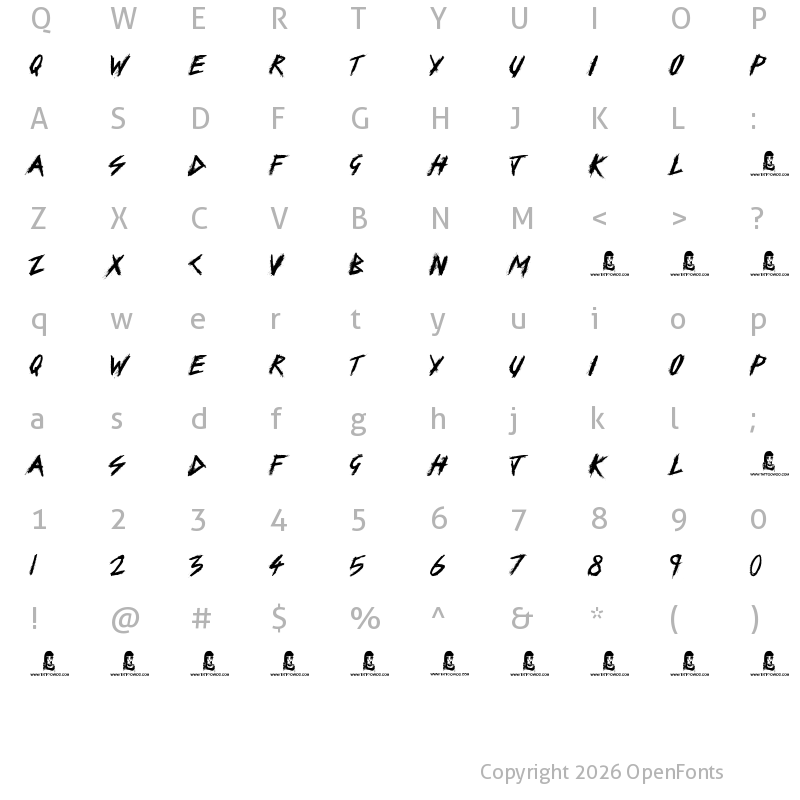 Character Map of SKID Regular