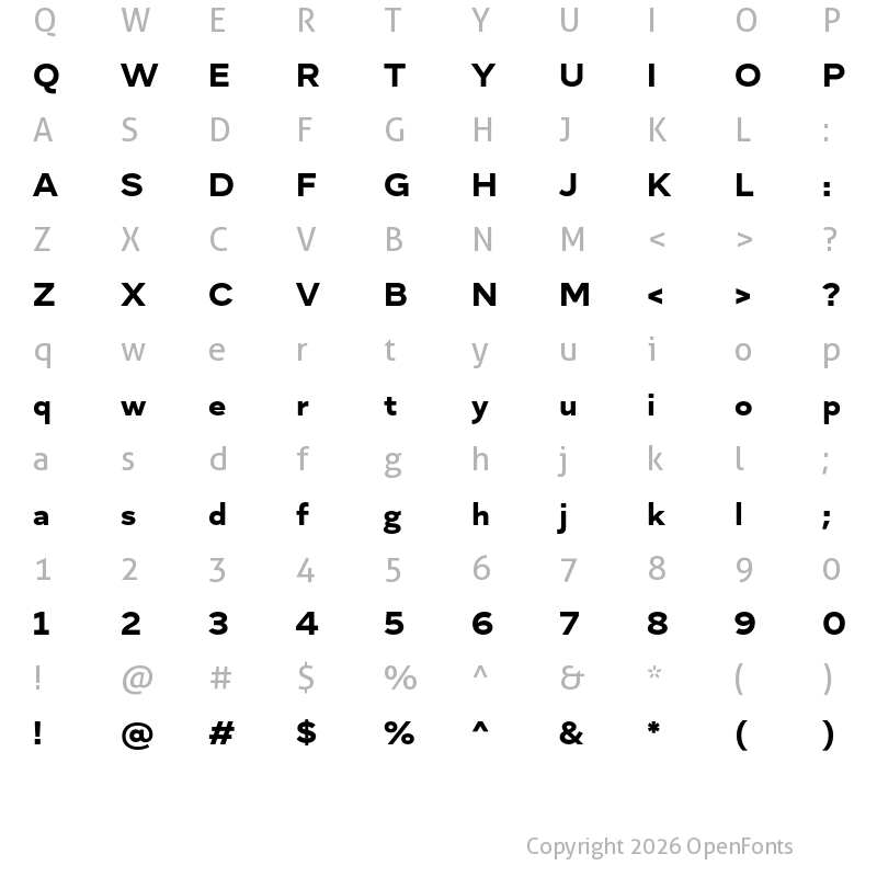 Character Map of Skie Wide ExtraBold