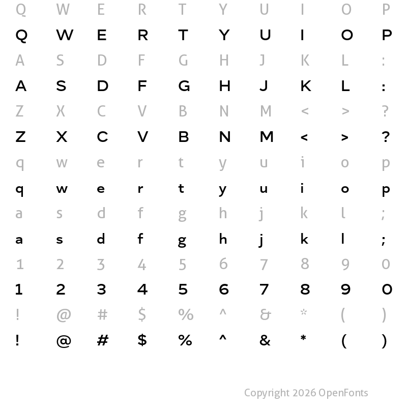 Character Map of Skie Wide SemiBold