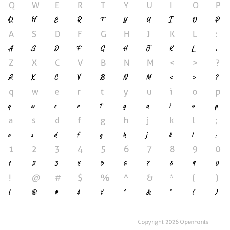 Character Map of Skilled Hands Regular