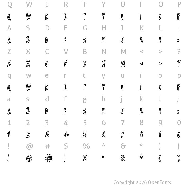 Character Map of Skinnymalink Regular
