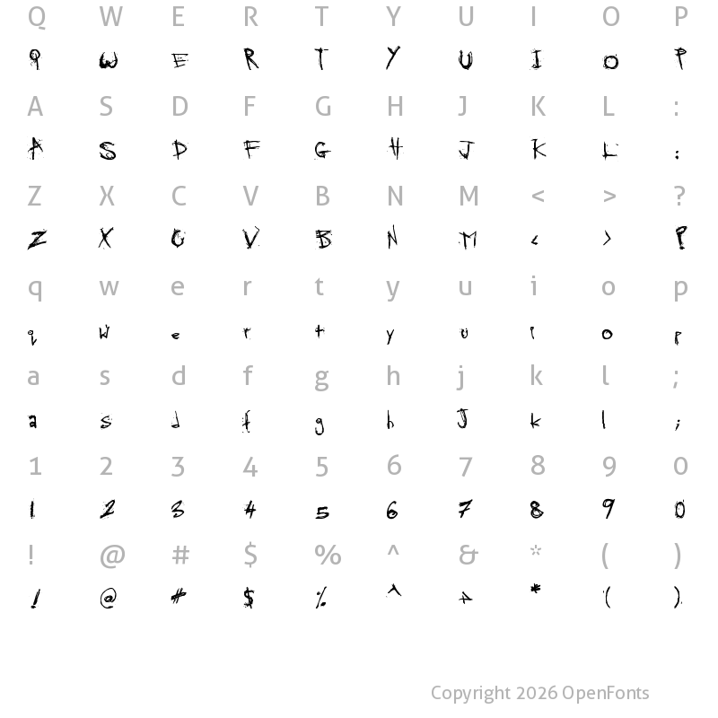Character Map of SKRATCHYthespook Regular