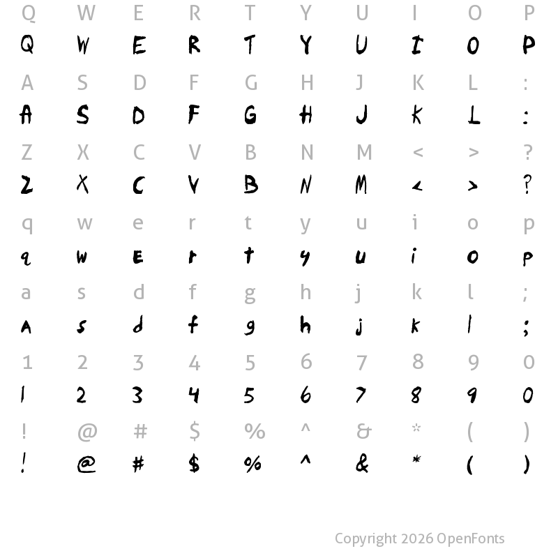 Character Map of Skrawl Regular