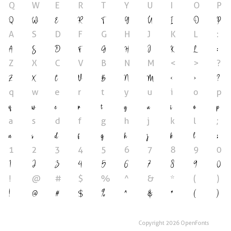 Character Map of Skrine Regular