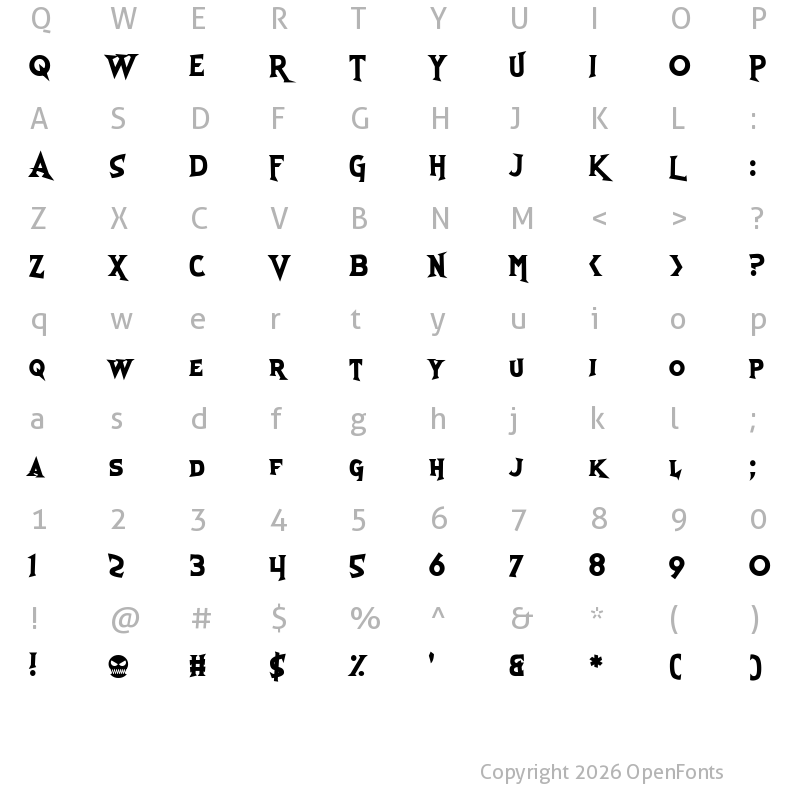 Character Map of Skull And Void Regular