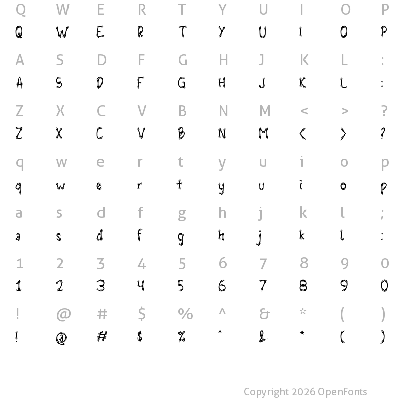 Character Map of Skullbone Regular