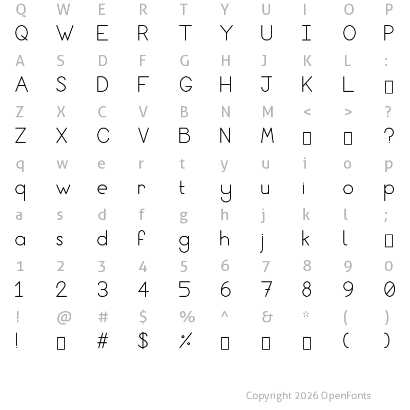 Character Map of Sky of Eden Regular