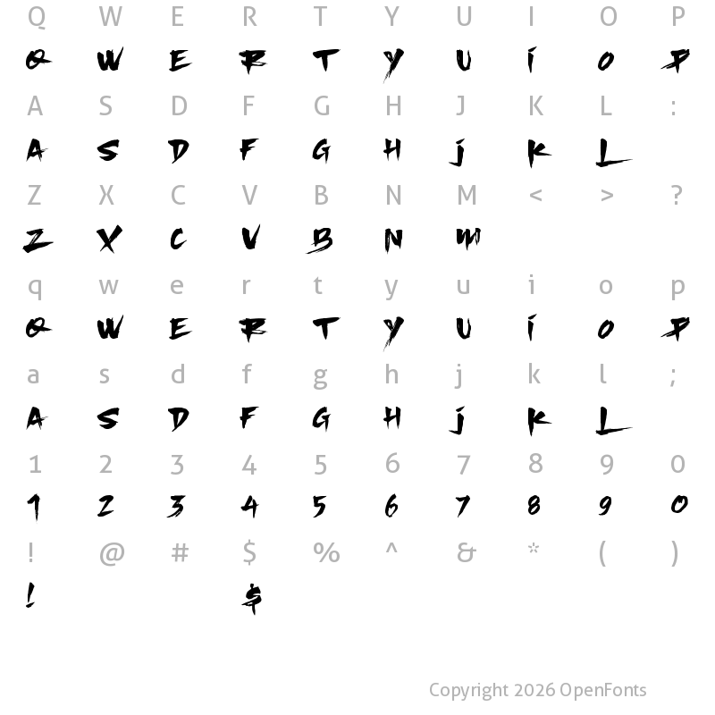 Character Map of SlackerBrush Regular