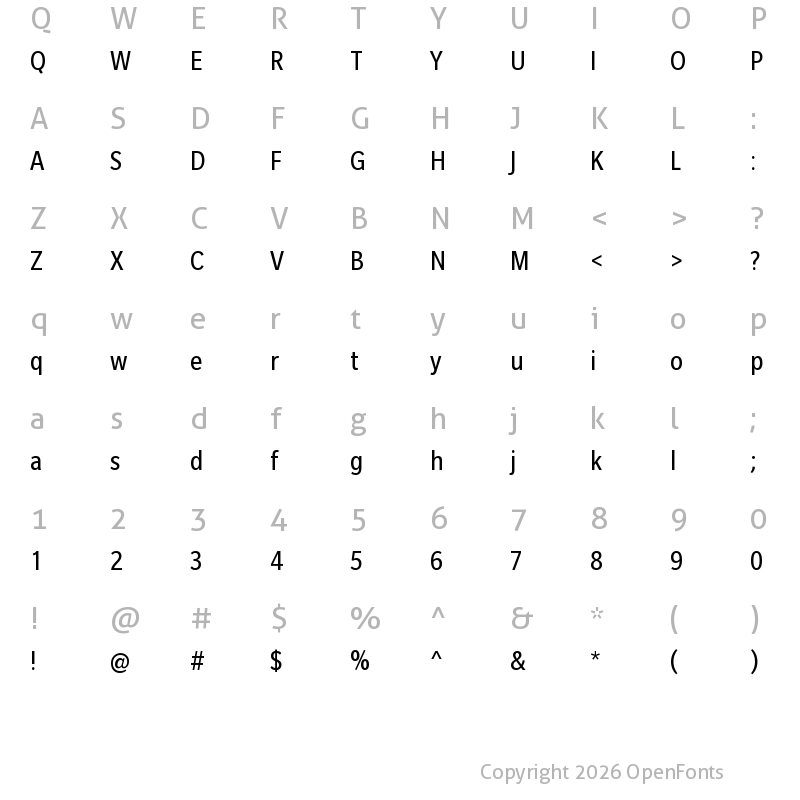 Character Map of Slate Pro Condensed