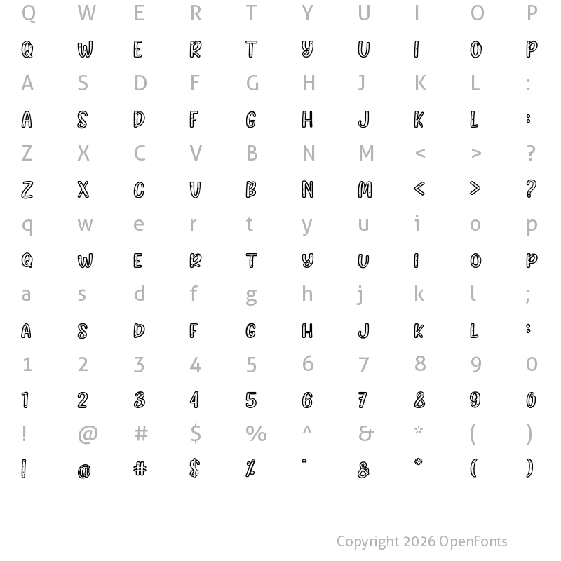 Character Map of Sleep Well Regular
