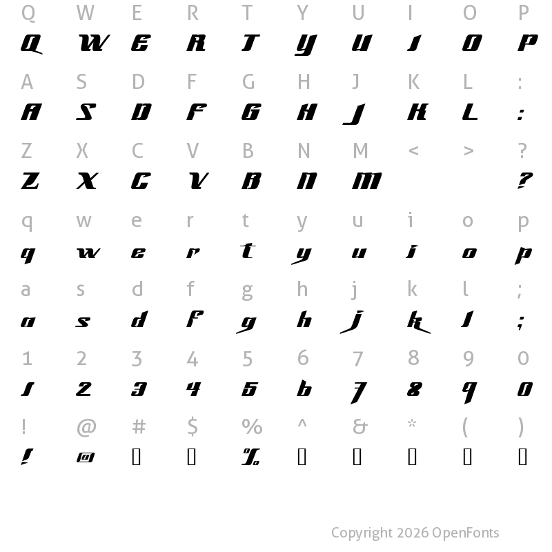 Character Map of Slick69 Regular
