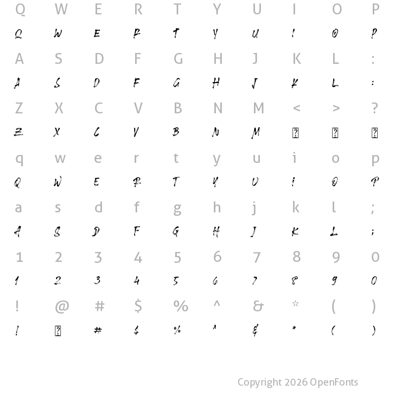 Character Map of Slim Bike Regular