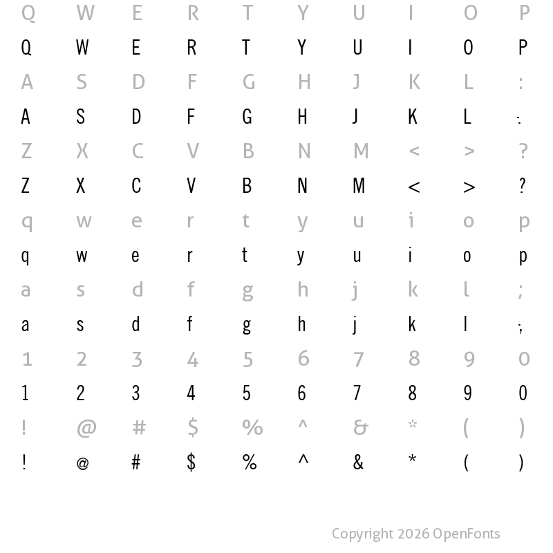 Character Map of SlimSansSerif Regular