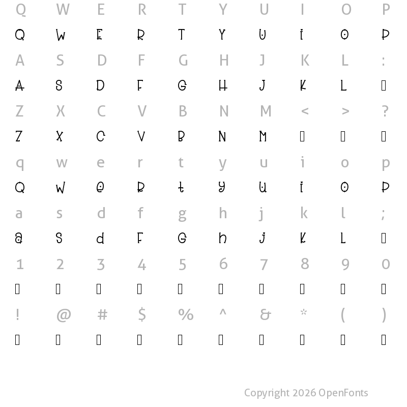 Character Map of Slinky Bear PERSONAL USE Regular