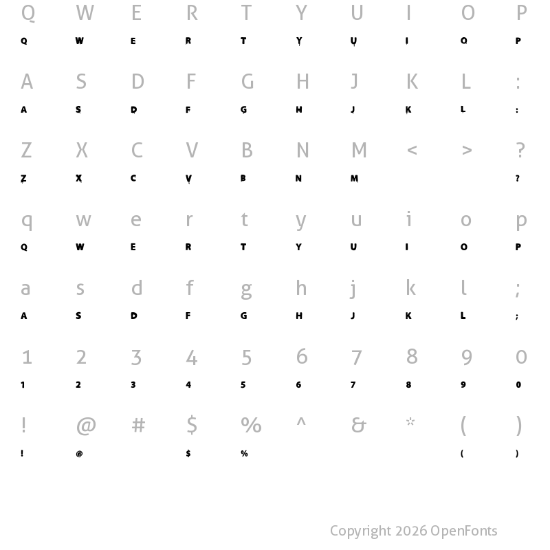 Character Map of Slutotronic Bold