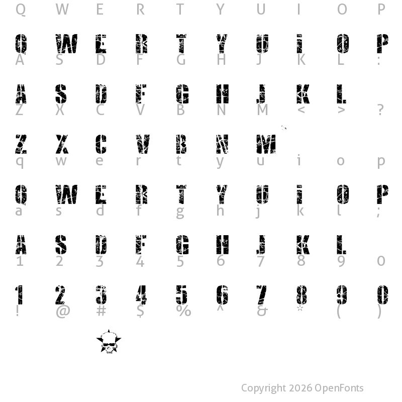 Character Map of SMASH PUNKERS Regular