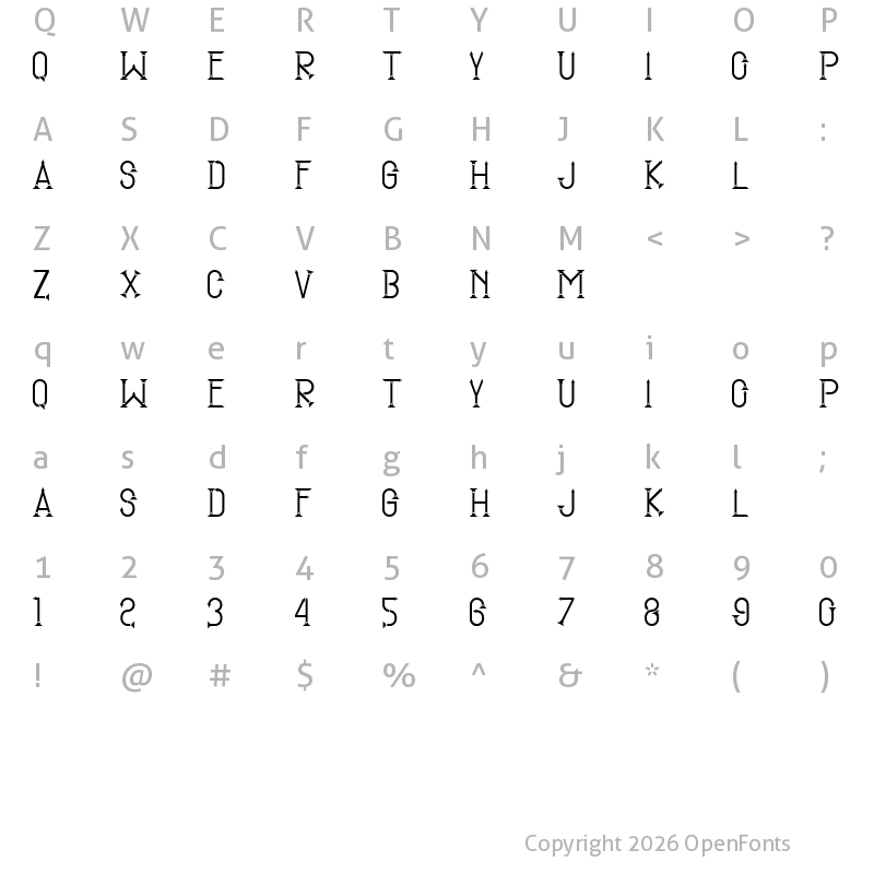 Character Map of SMG_Tugu Muda Regular