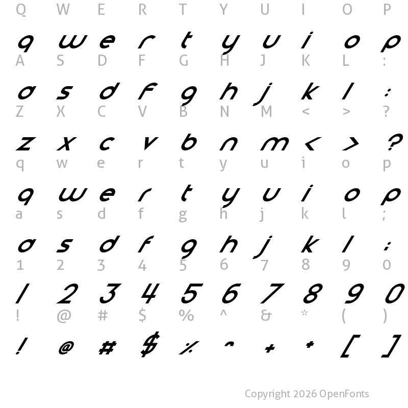 Character Map of Smooth Circulars Italic