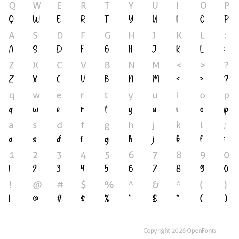 Character Map of Smoothie Milky Regular