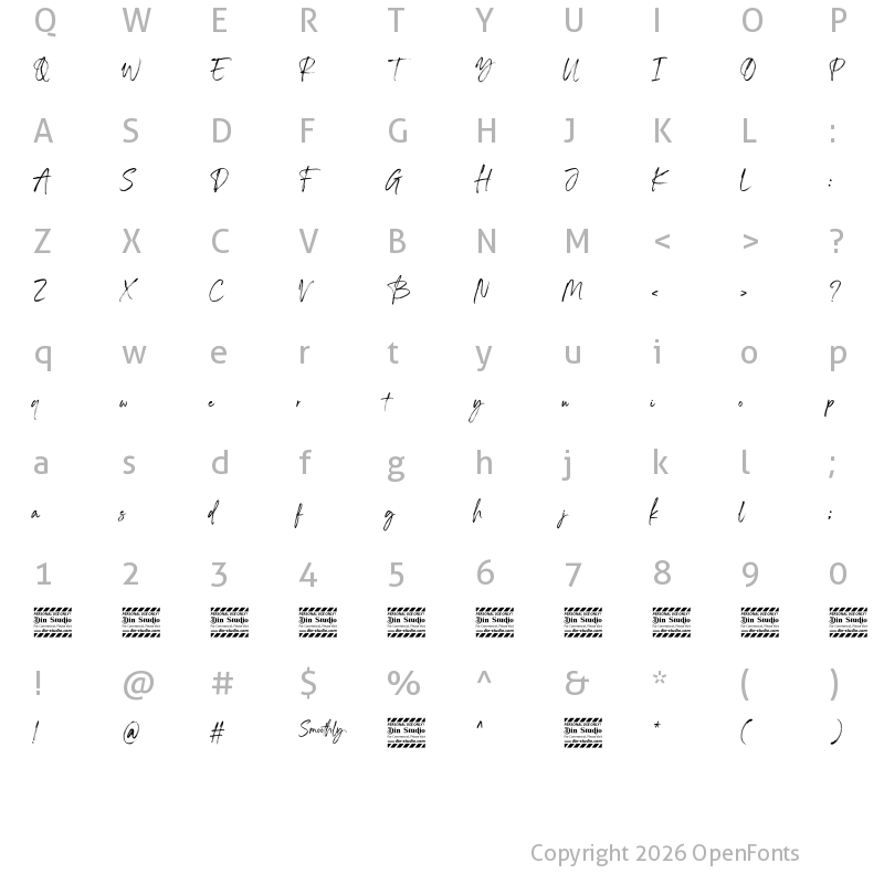 Character Map of Smoothly Personal Use Regular