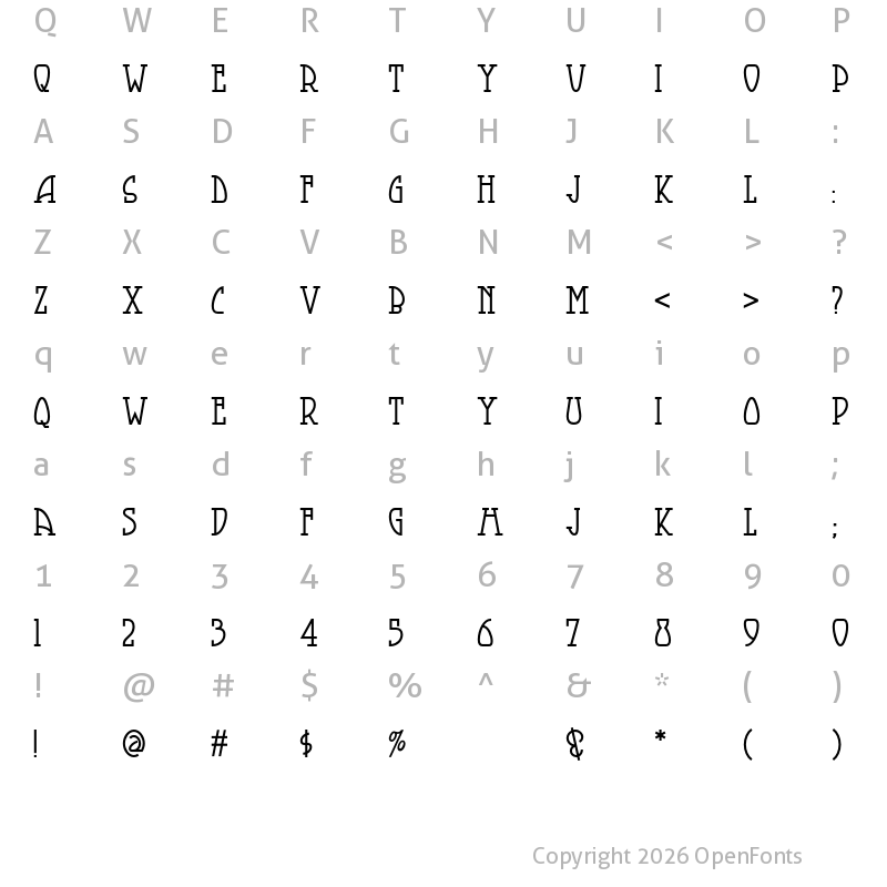 Character Map of Smorgasbord NF Regular