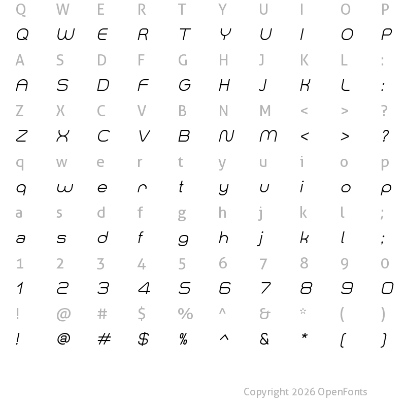 Character Map of Smush Italic