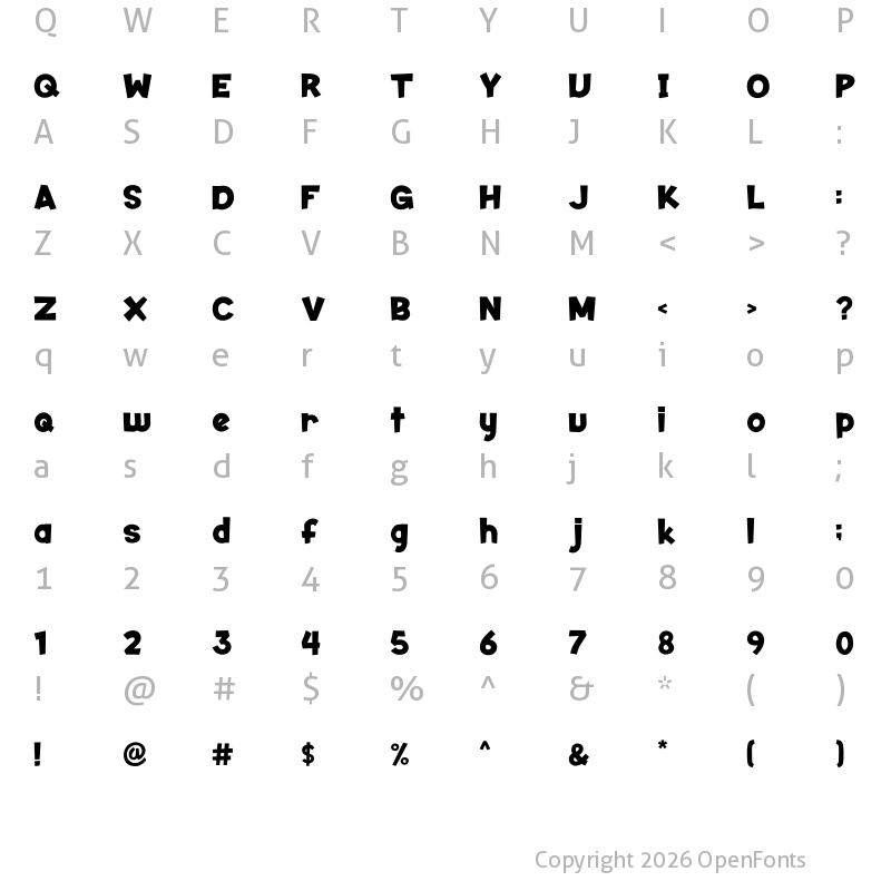 Character Map of SNACKID Regular