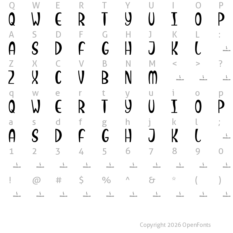 Character Map of Snacky Shack Regular