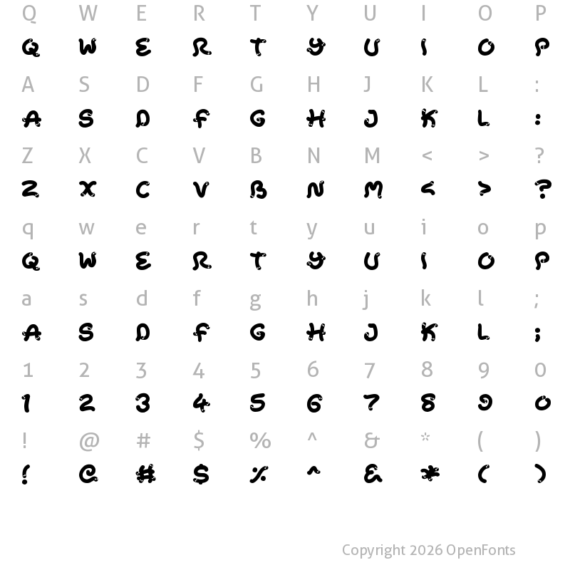 Character Map of Snake Chan Regular