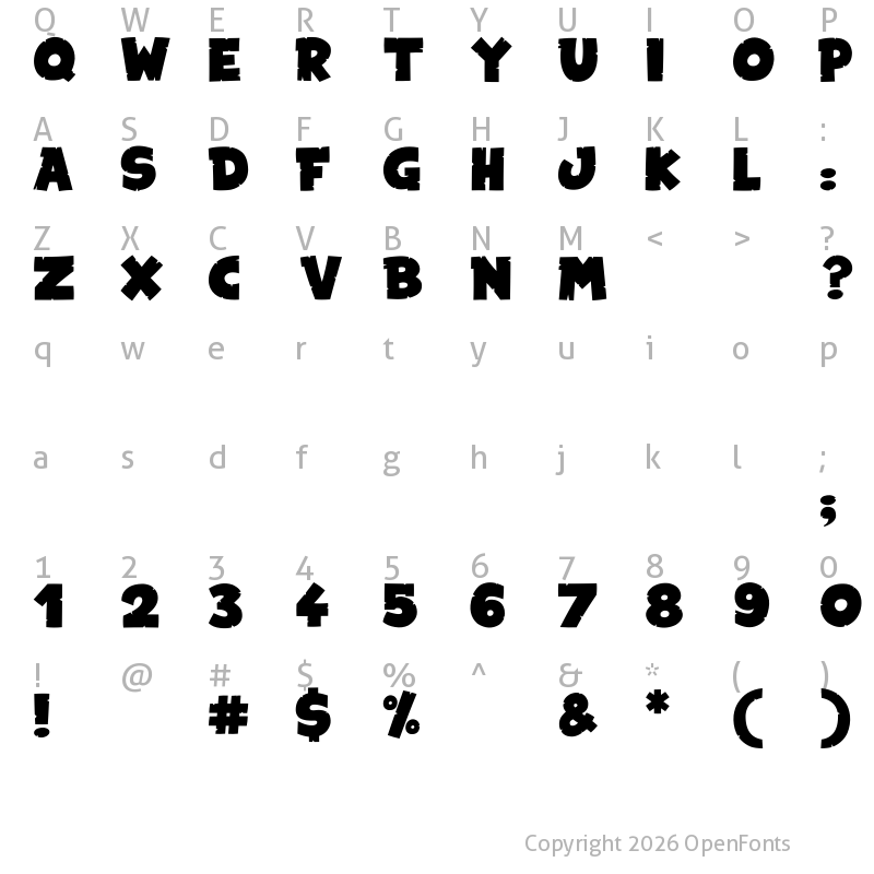 Character Map of Snake in the Boot Regular